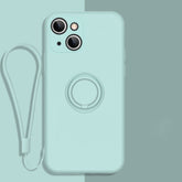 All-inclusive Liquid Silicone Phone Protective Case with Ring Holder & Lanyard, For iPhone 13